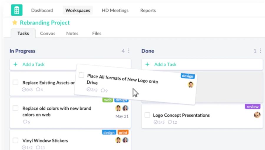 16 best creative project management platforms for 2021 - Workspaces and tasks drag and drop photo