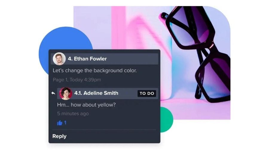7 best annotation tools for creative teams - comments section on creative proof with glasses