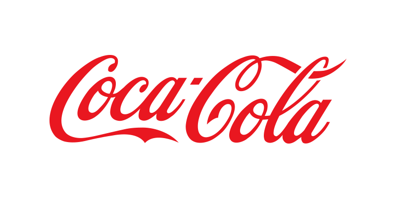 Coca cola logotype with red color palette and white background