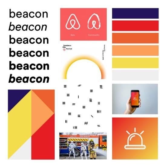 Color palette example for airbnb - brand elements, phone