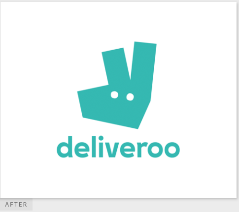 Deliveroo logo kangaroo head in green shades patine