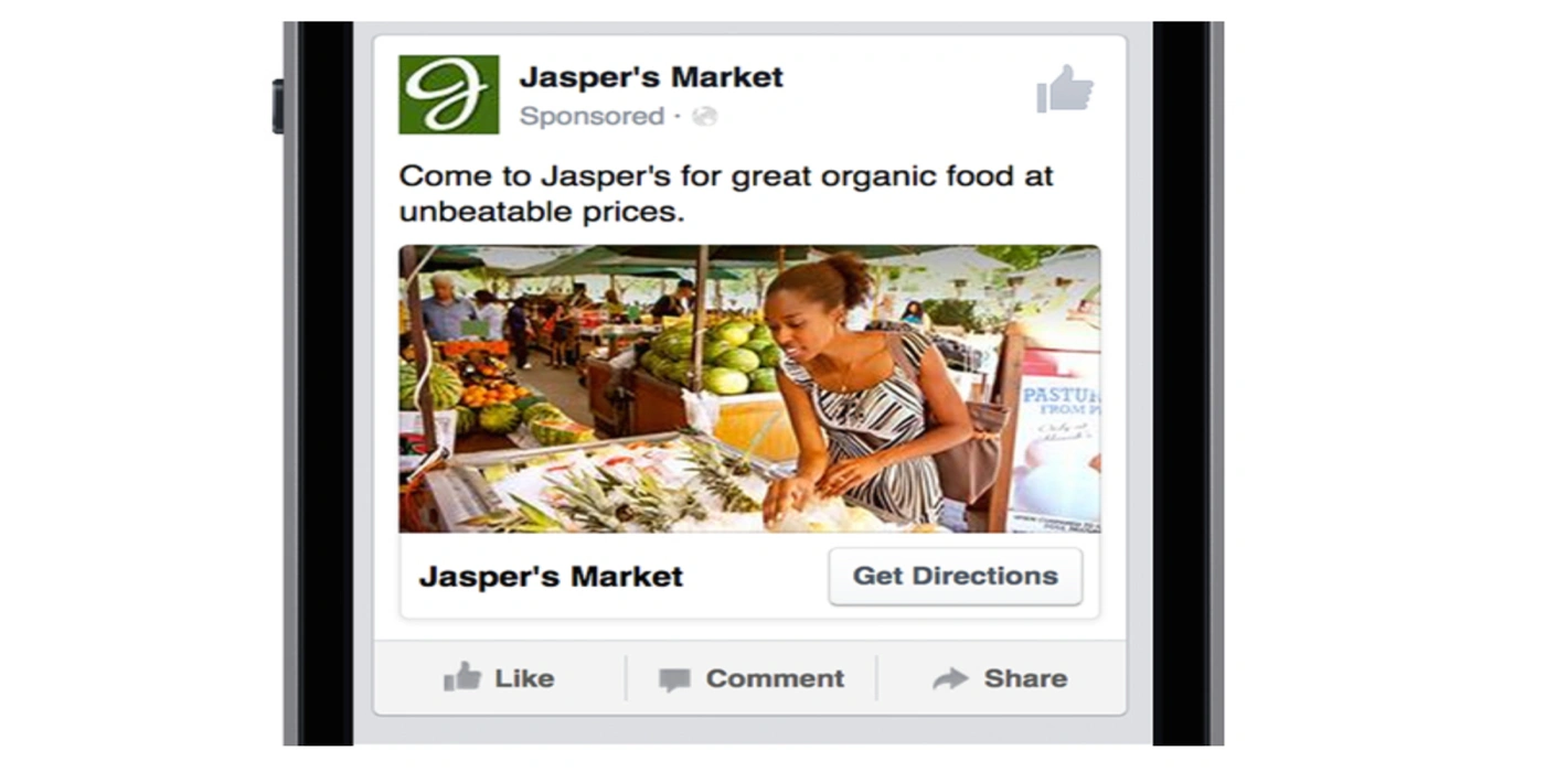 Facebook sponsored post - Jaspers market woman in a grocery