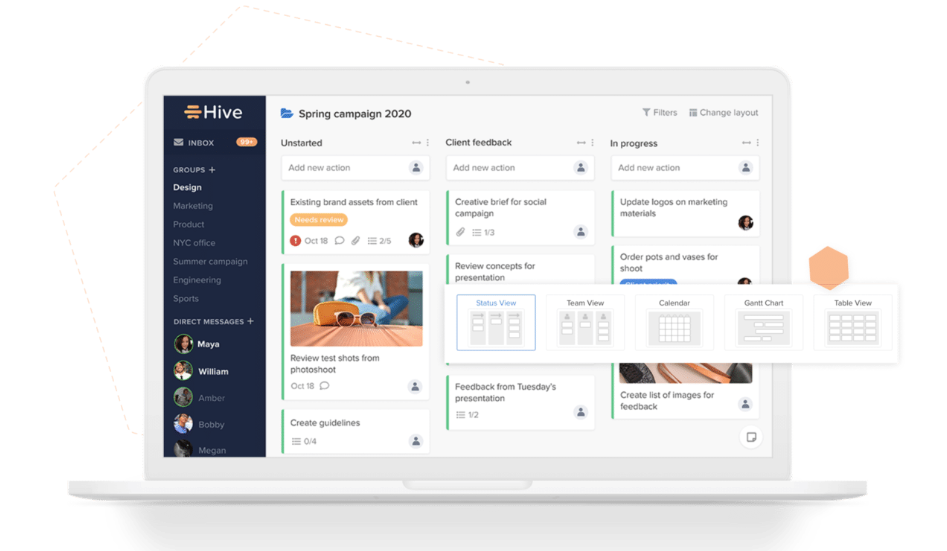 HIVE platform dashboard - project management and collaboration tool 