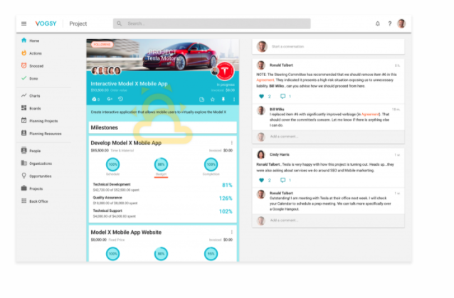 VOGSY professional services automation tool app dashboard