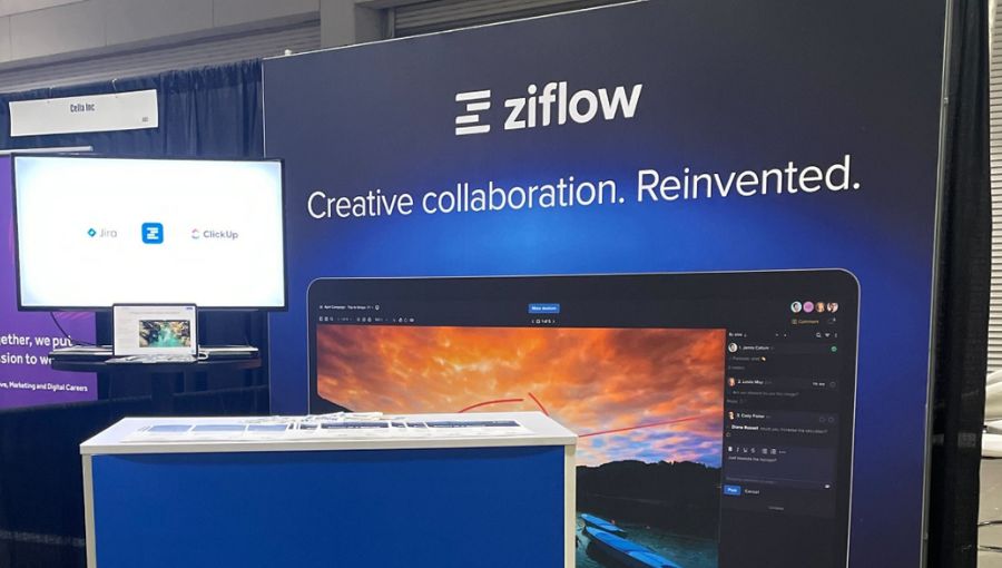 How Ziflow uses Ziflow: HOW Design Live prep - Ziflow stand in a conference hall
