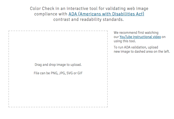 Color check in an interactive tool for validating web image compliance with ADA