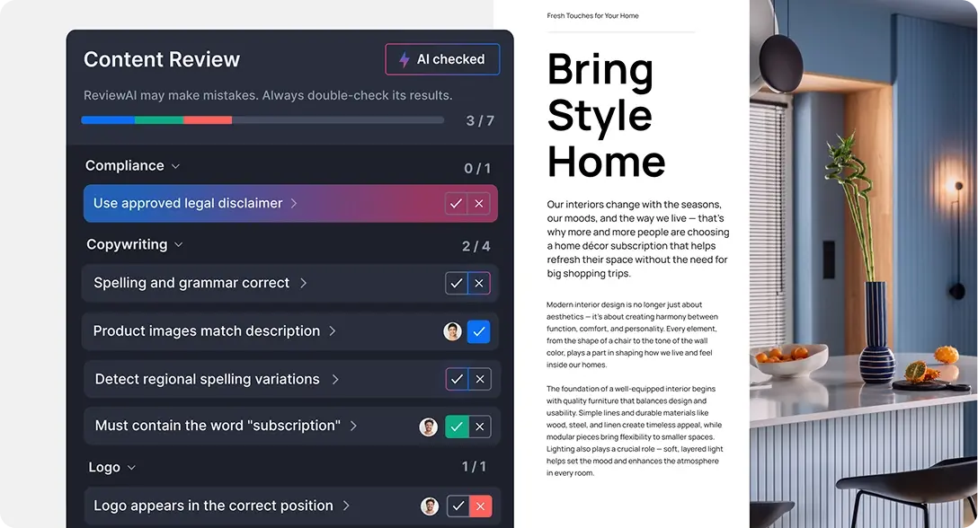 ReviewAI for checklists feature displayed in Ziflow sidebar-1