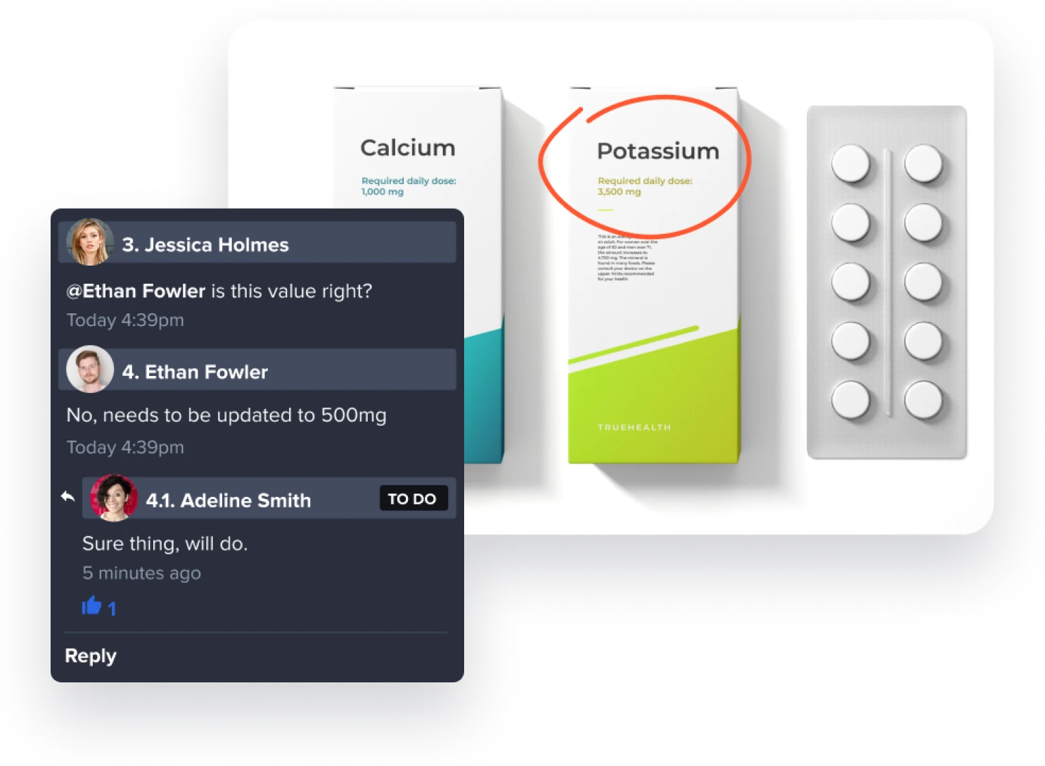 calcium potassium pills proof with compliance review markup tools