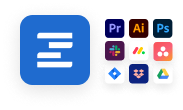 key benefits integration - ziflow and photoshop, ai, slack, monday, dropbox and google drive & more logos