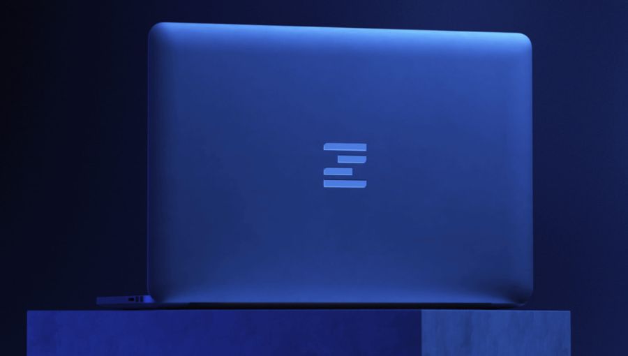 Laptop with ziflow logo on cover