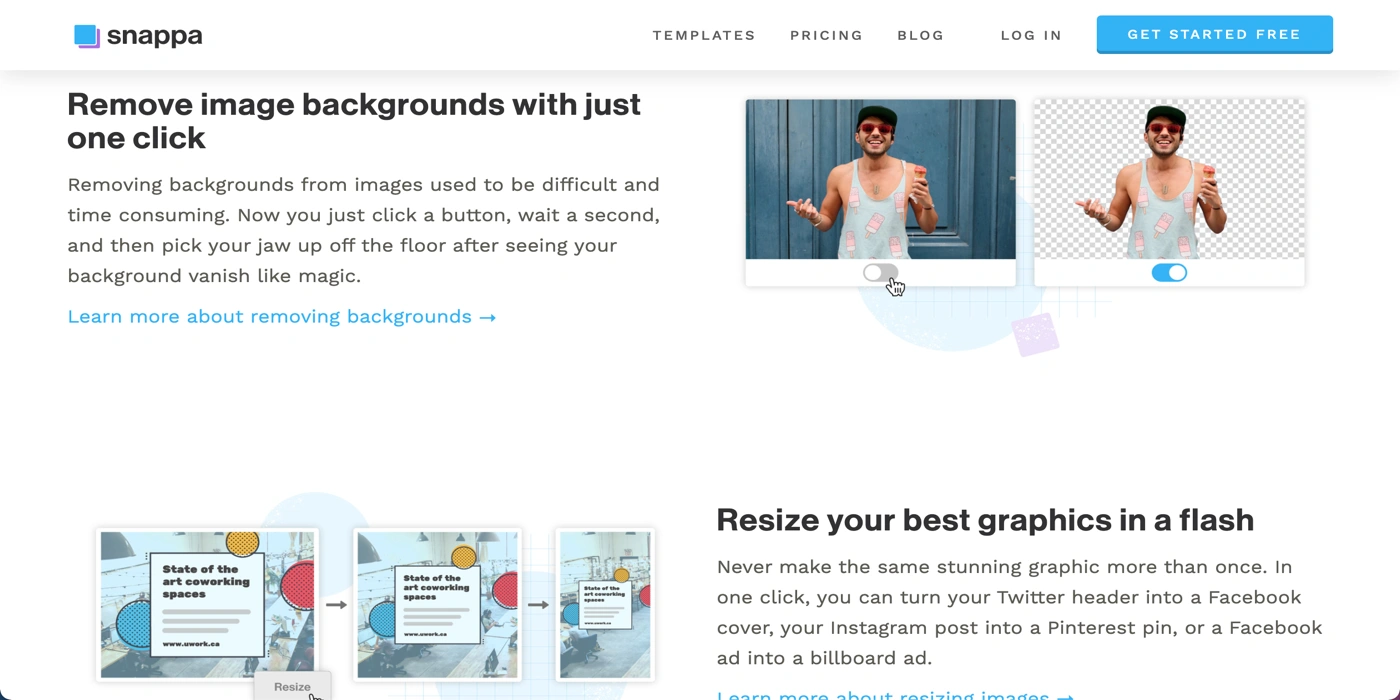 Snappa is a website design online app for non-designers