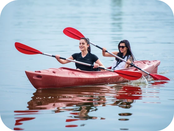 two ziflow female members kayaking