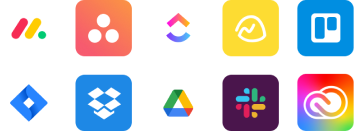 various apps icons that integrate with Ziflow - clickup, monday.com, teams, google, trello-1